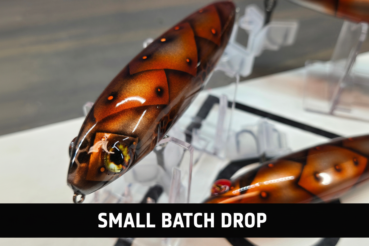 Walking Stick Battle Plated Copper close-up with Small Batch Drop banner