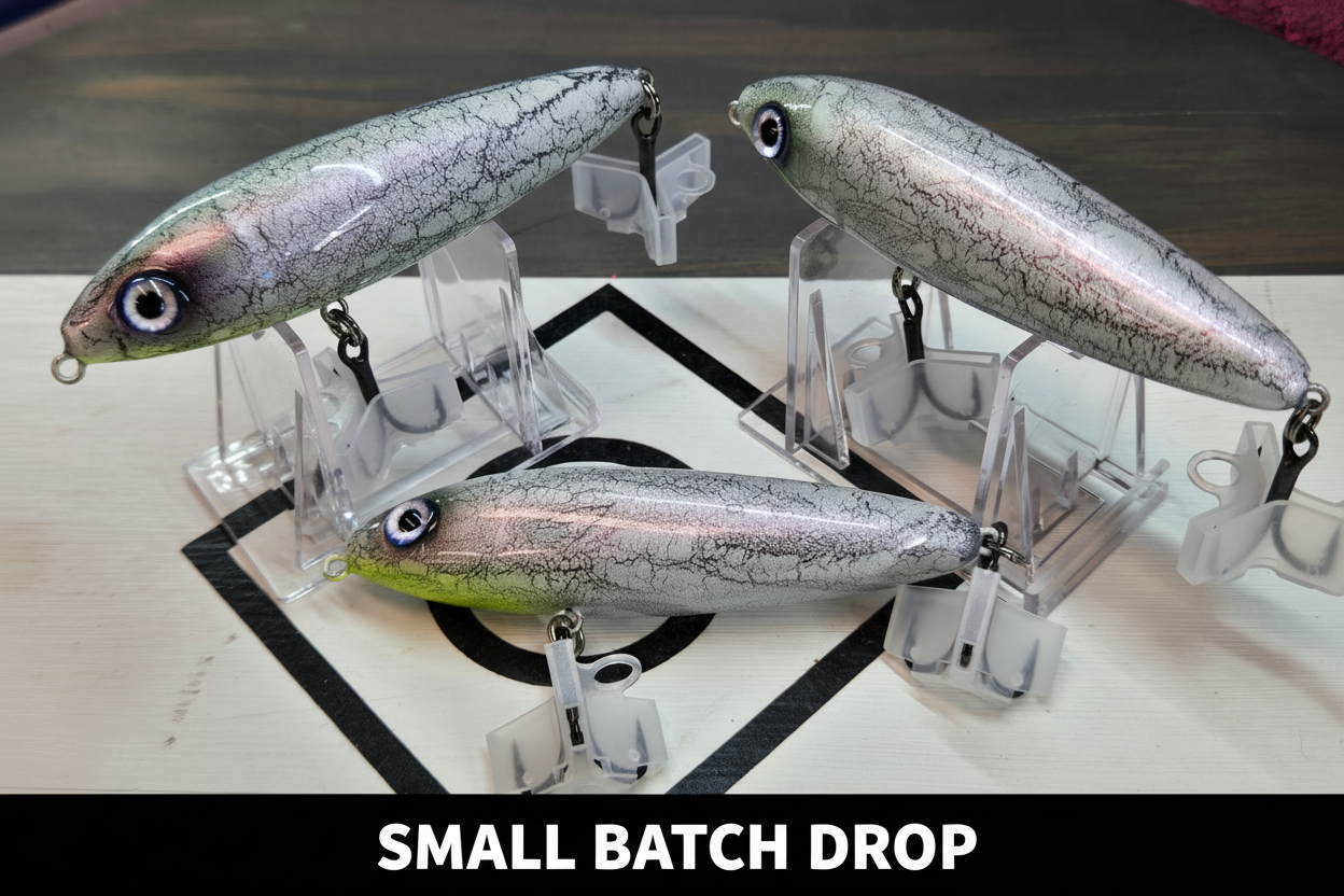 Walking Stick Purple Crackle overhead shot with Small Batch Drop banner